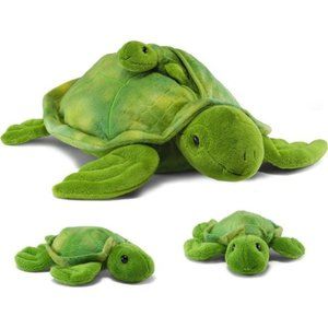 Plush Turtle Turtles Zip in Stuffed Animals Playset with 3 Little Plush Baby